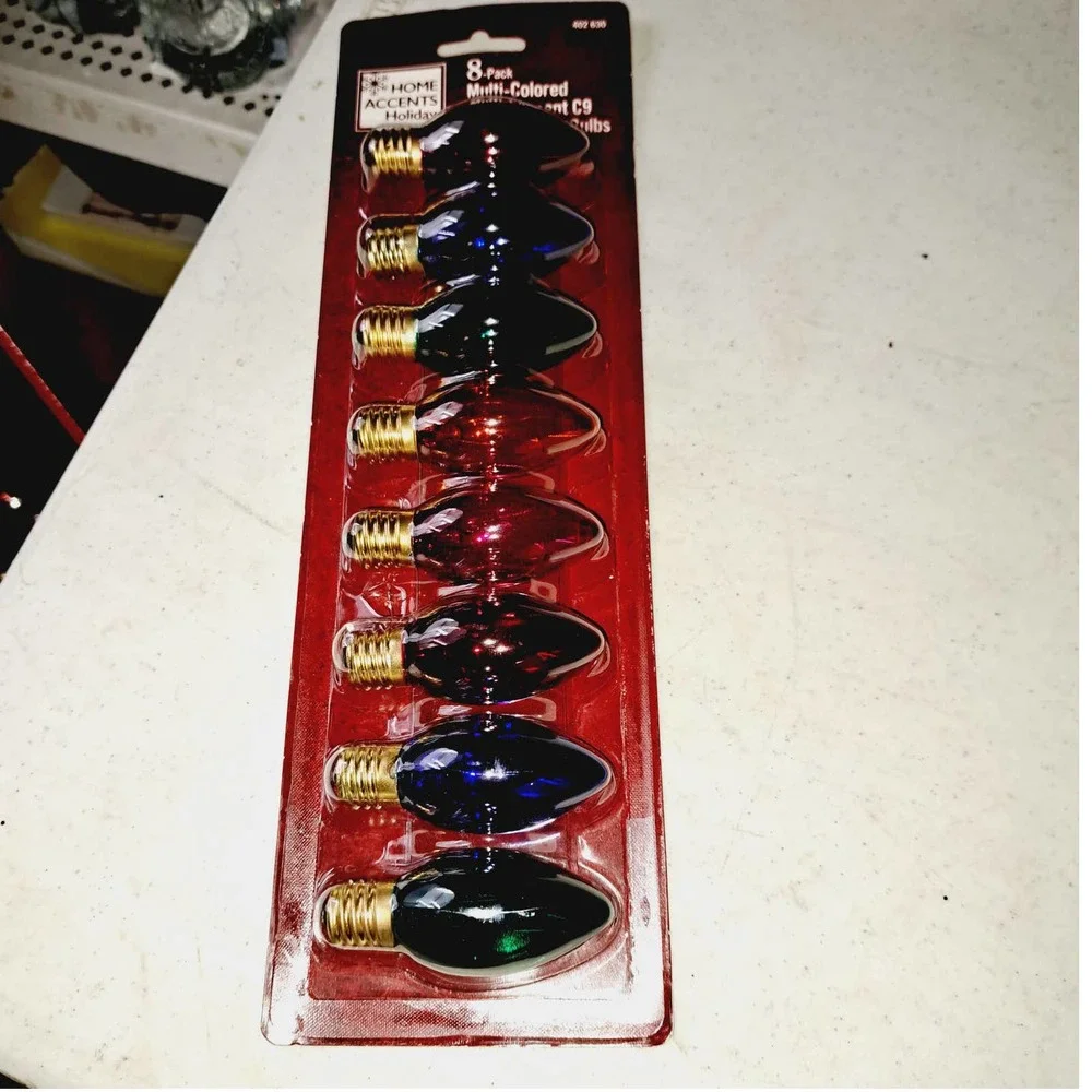 Home Accents Holiday 8 pk. Multi-colored Incandescent C9 replacement bulbs case